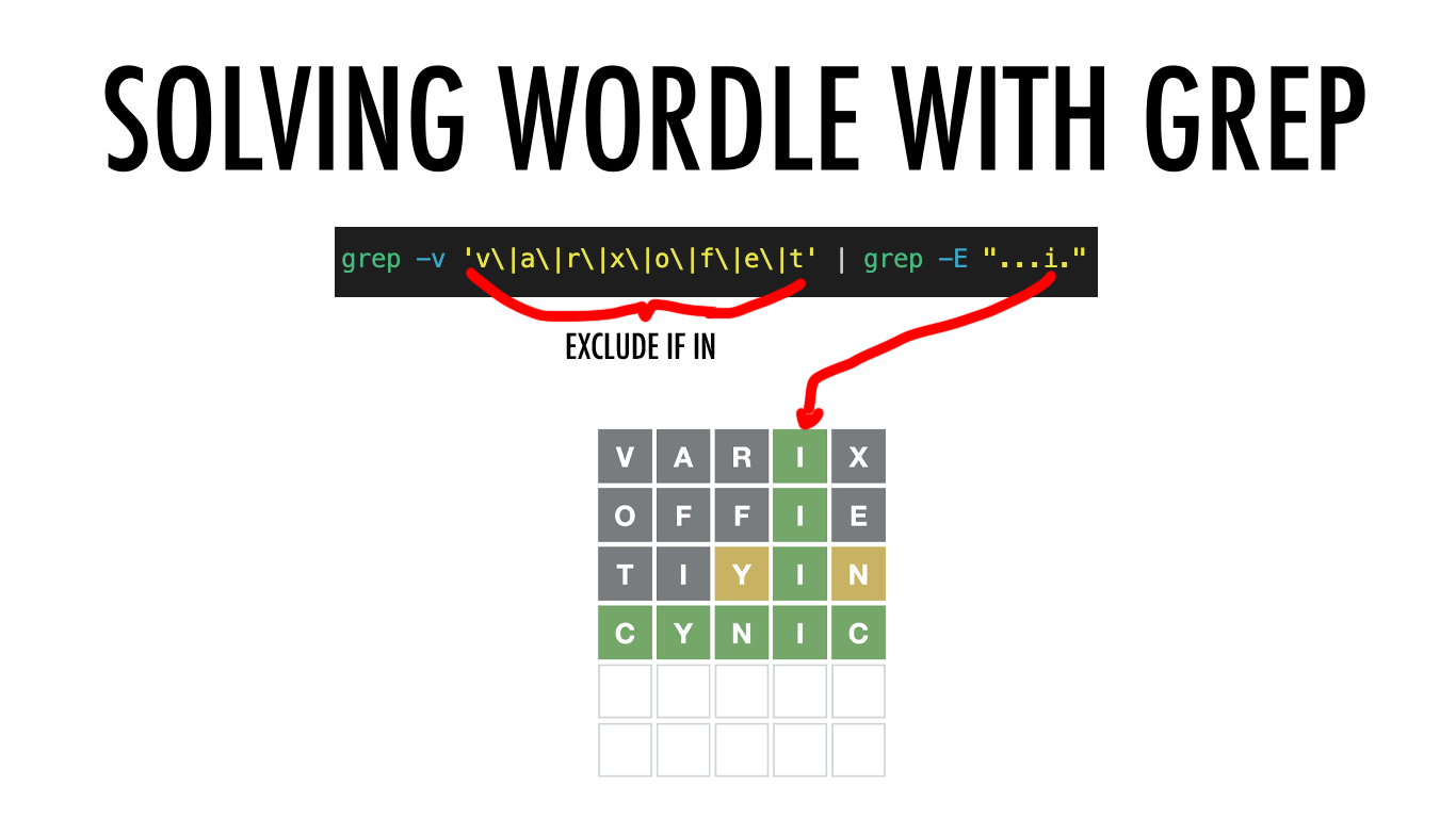 Solving wordle with grep